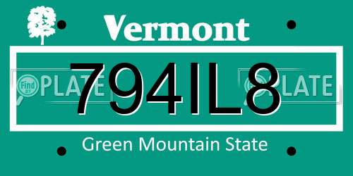 794IL8 Vermont License Plate