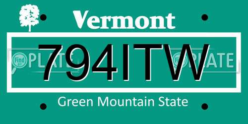 794ITW Vermont License Plate