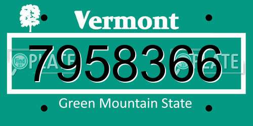 7958366 Vermont License Plate