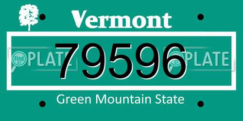 79596 Vermont License Plate
