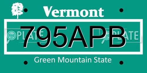 795APB Vermont License Plate