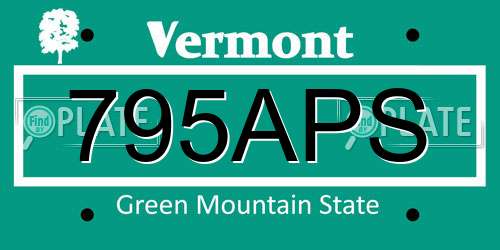795APS Vermont License Plate
