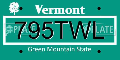 795TWL Vermont License Plate