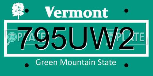 795UW2 Vermont License Plate