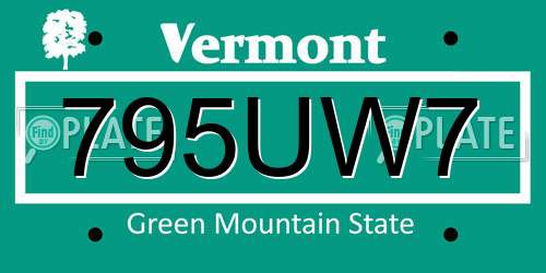 795UW7 Vermont License Plate
