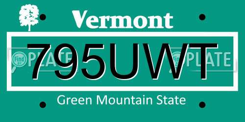 795UWT Vermont License Plate