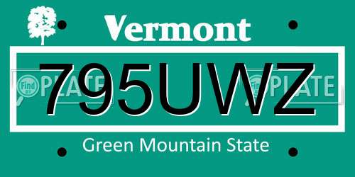 795UWZ Vermont License Plate