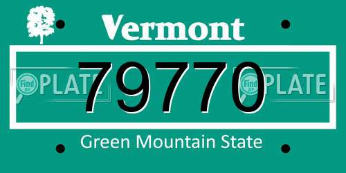79770 Vermont License Plate