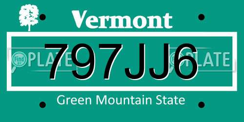 797JJ6 Vermont License Plate