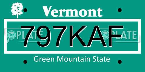 797KAF Vermont License Plate