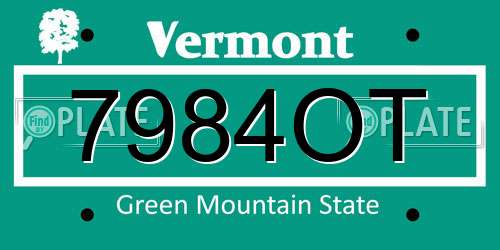 7984OT Vermont License Plate