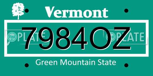 7984OZ Vermont License Plate