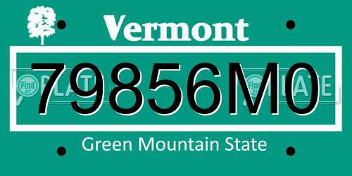 79856M0 Vermont License Plate