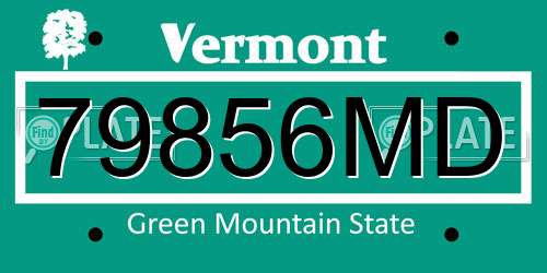 79856MD Vermont License Plate
