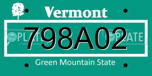 798A02 Vermont License Plate