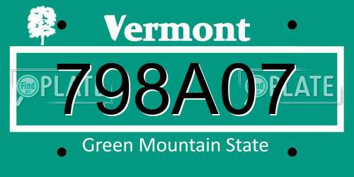 798A07 Vermont License Plate