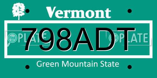 798ADT Vermont License Plate