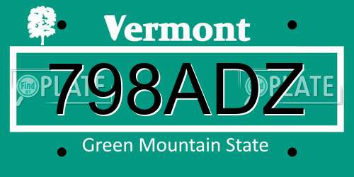 798ADZ Vermont License Plate