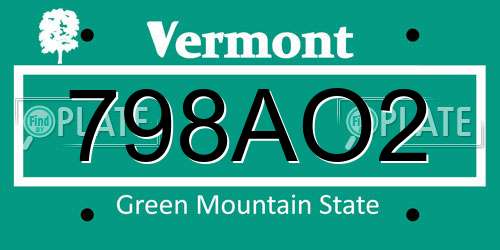 798AO2 Vermont License Plate