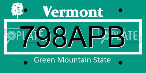 798APB Vermont License Plate