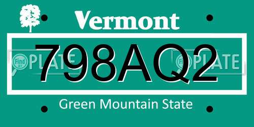 798AQ2 Vermont License Plate
