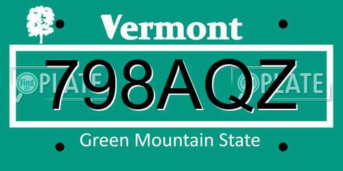 798AQZ Vermont License Plate