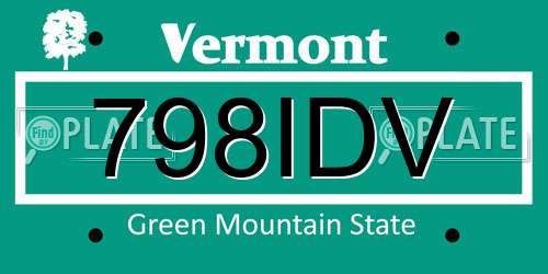 798IDV Vermont License Plate