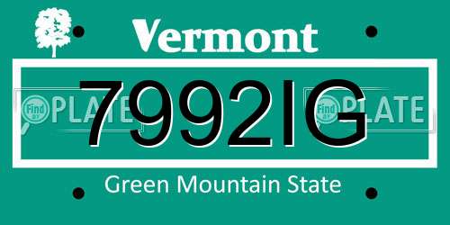 7992IG Vermont License Plate