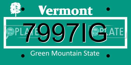 7997IG Vermont License Plate