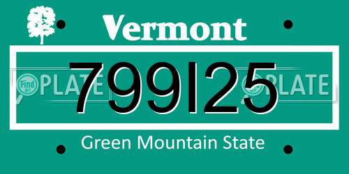 799I25 Vermont License Plate