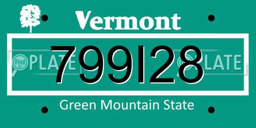 799I28 Vermont License Plate