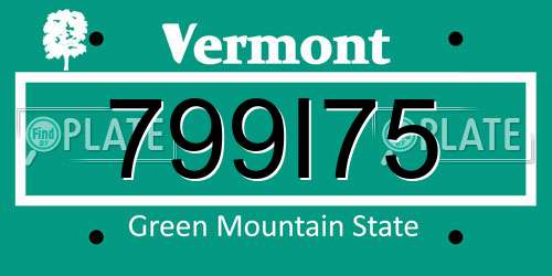 799I75 Vermont License Plate