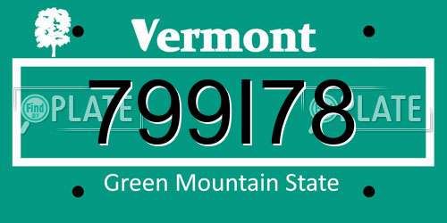 799I78 Vermont License Plate