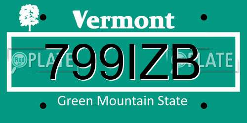 799IZB Vermont License Plate