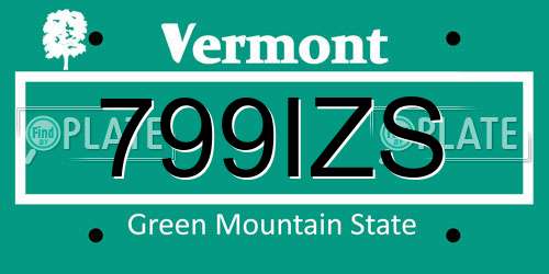 799IZS Vermont License Plate