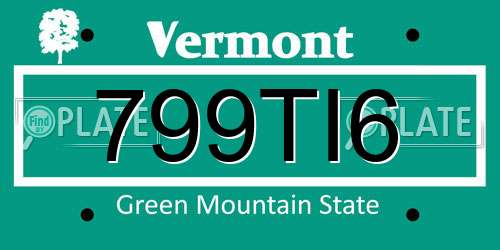 799TI6 Vermont License Plate
