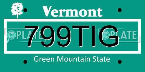 799TIG Vermont License Plate