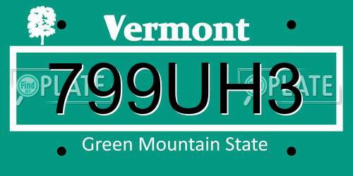 799UH3 Vermont License Plate