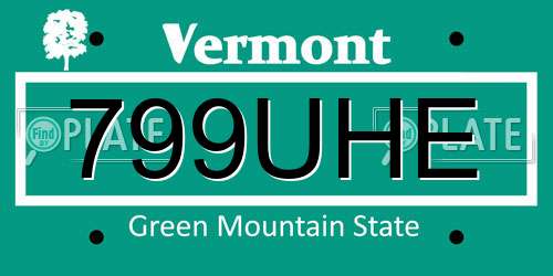799UHE Vermont License Plate