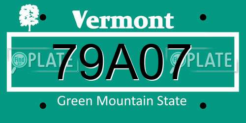 79A07 Vermont License Plate