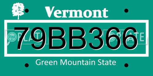 79BB366 Vermont License Plate