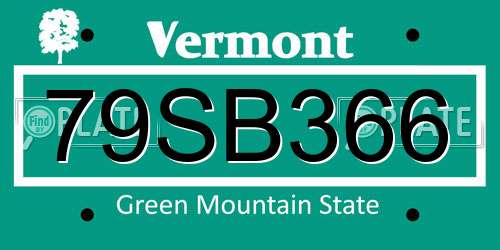 79SB366 Vermont License Plate