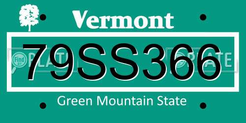 79SS366 Vermont License Plate