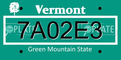7A02E3 Vermont License Plate