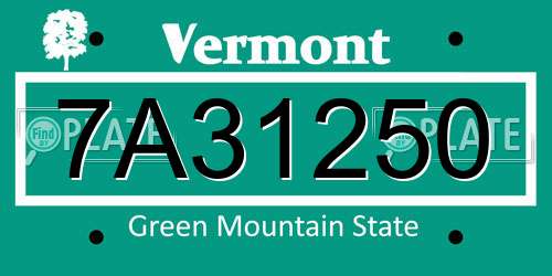 7A31250 Vermont License Plate