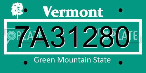 7A31280 Vermont License Plate