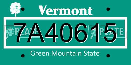 7A40615 Vermont License Plate