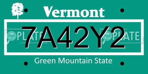 7A42Y2 Vermont License Plate