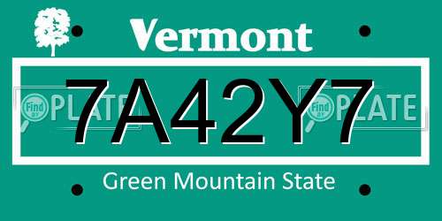 7A42Y7 Vermont License Plate
