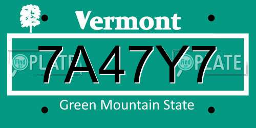 7A47Y7 Vermont License Plate